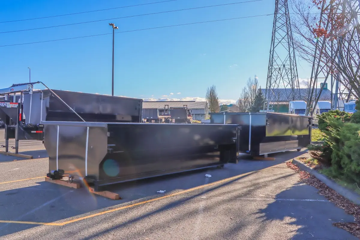 Roll-off dumpster ready for waste disposal at job site for Estate Cleanout Dumpster Rental in Lantana